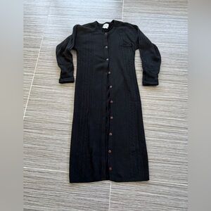 Elegant Black Button-Down wool sweater/coat size small